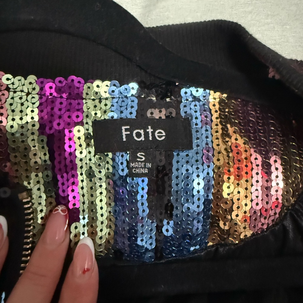 Fate Multicolor Sequin Bomber Jacket - Picture 3 of 3